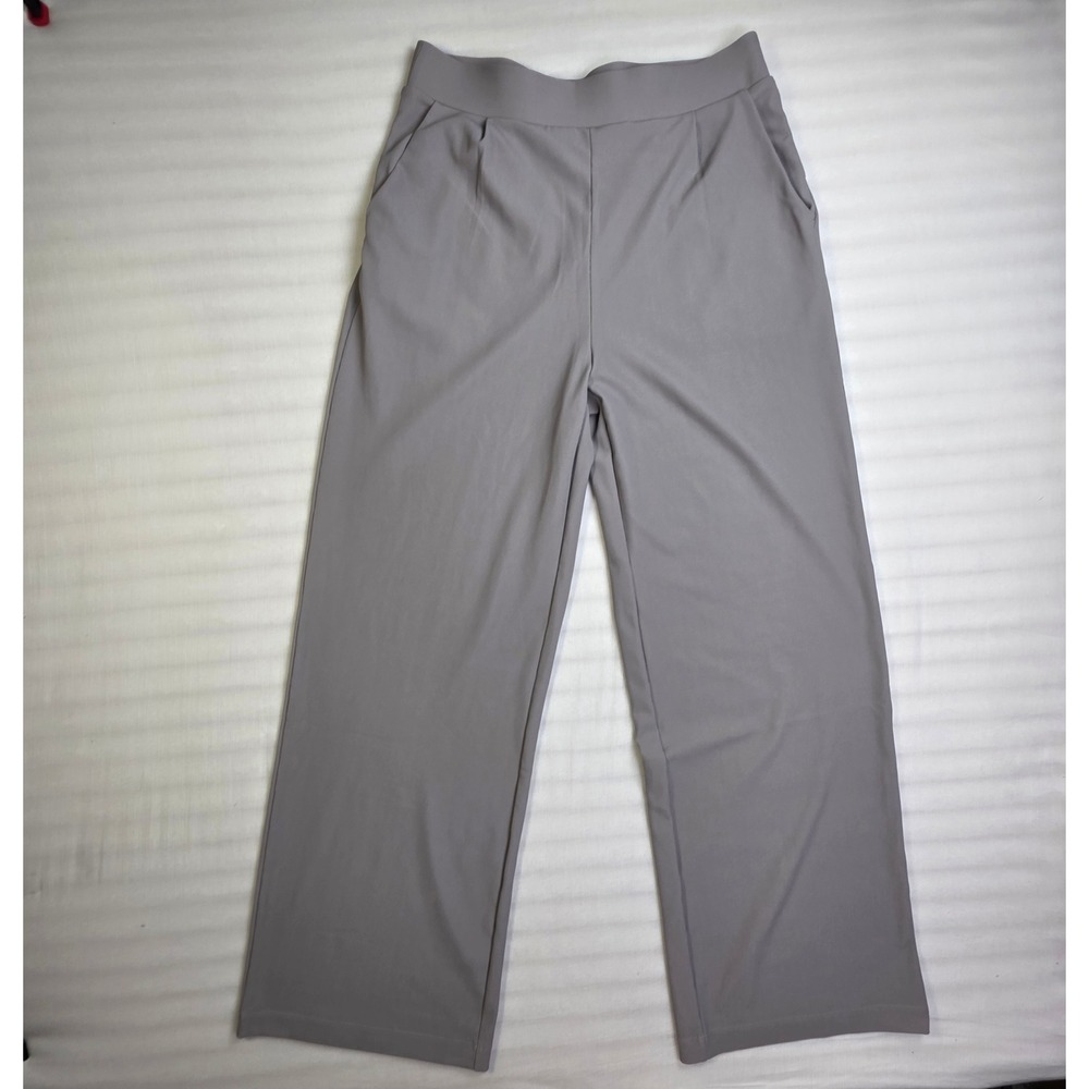 Halara Womens Wide Leg High Waisted Pleated Dress Pants Gray Size M Regular